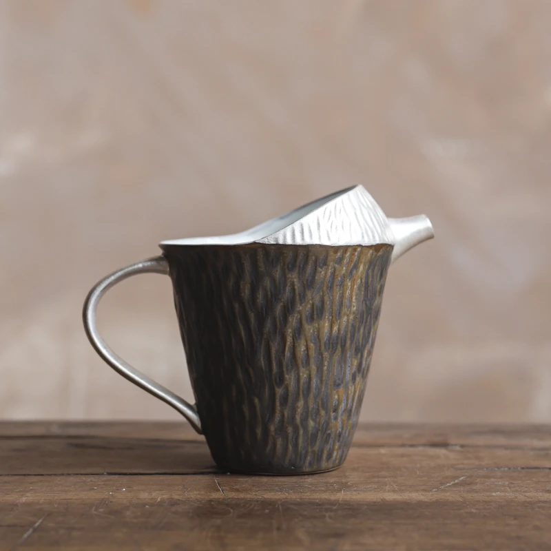 *斋居银装素裹-李朝青灰-无形公杯陶瓷家用室用茶道茶器复古款式