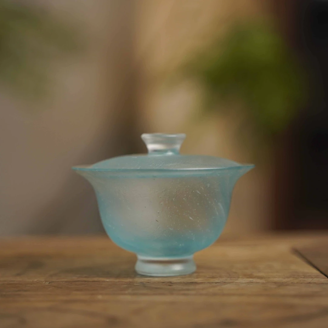 斋居 倾心-心缘堂琉璃-盖碗-冰透蓝-120ml（心缘0042）