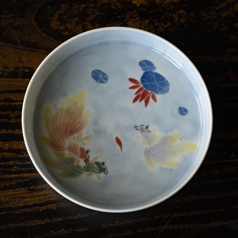 *斋居观合蓝地五彩金玉满堂壶承陶瓷家用手工复古创意茶道茶具