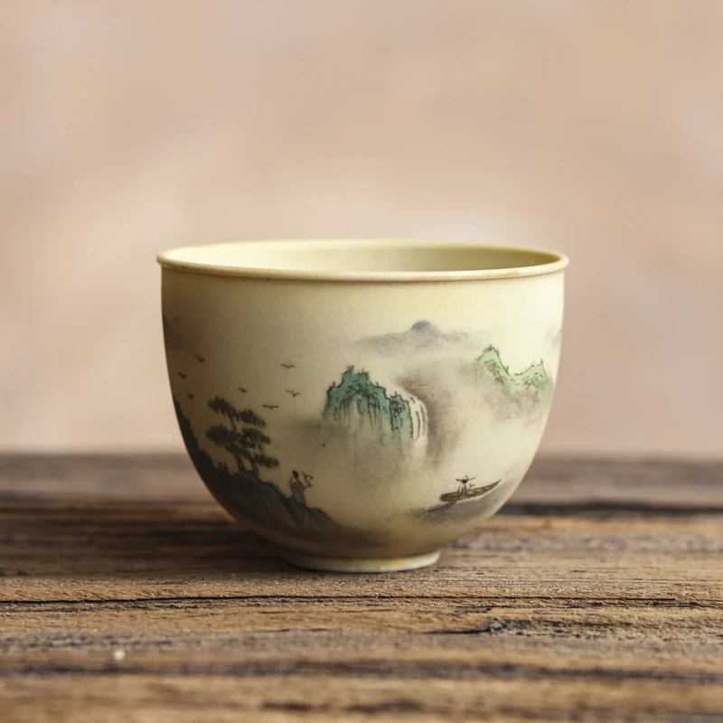 *斋居清水压手杯-江南秀色陶瓷茶杯茶道茶器家用室用中式复古创意