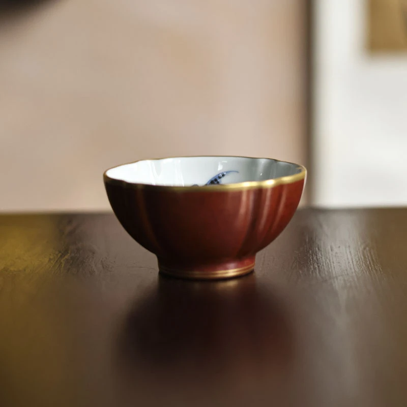 斋居 红金花鱼藻-华隐堂-贝壳杯-40ml（华隐S0528）