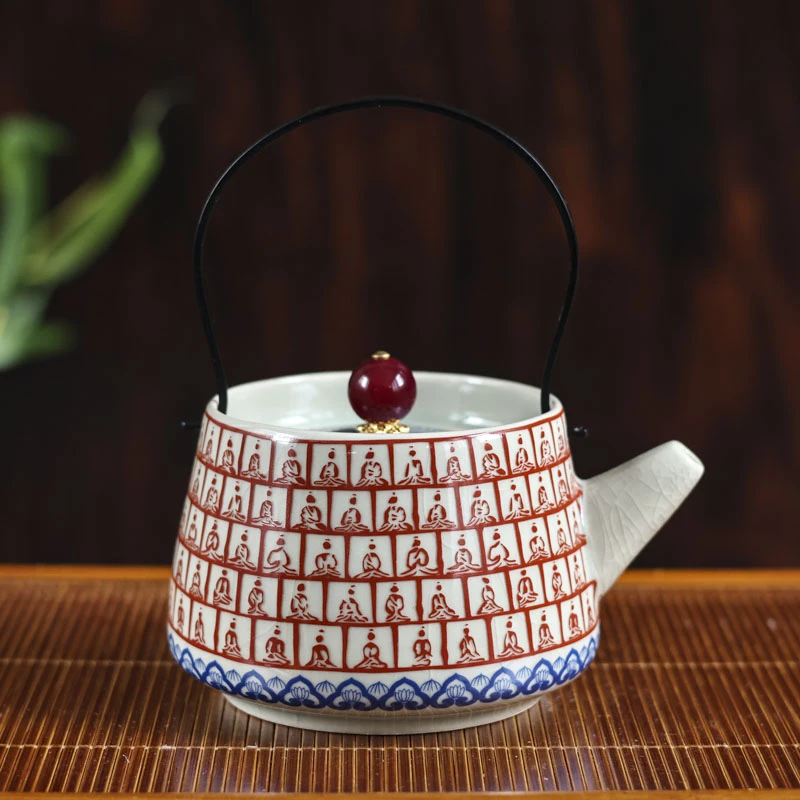 斋居 千佛提梁壶-220ml（Q5278）