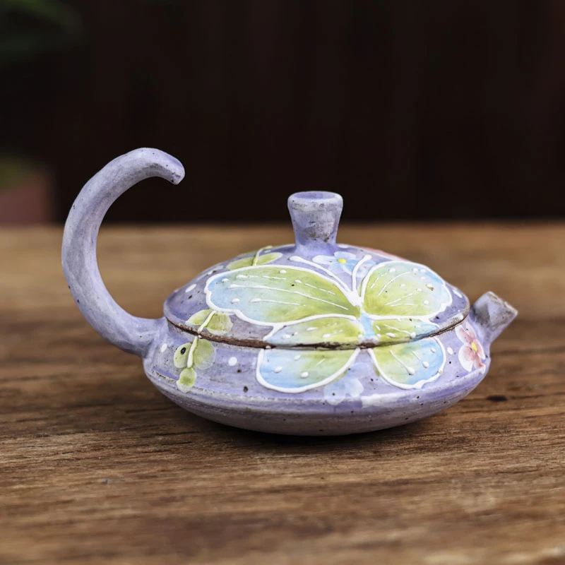 斋居 蝴蝶-洞尚造物-彩色紫壶-60ml（洞尚S0051）