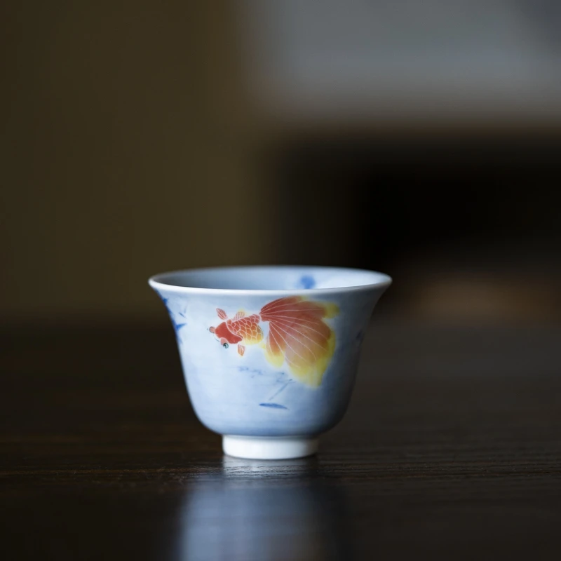 *斋居观合金玉满堂雪青杯纯手工手绘金玉满堂主人杯家用室用专用