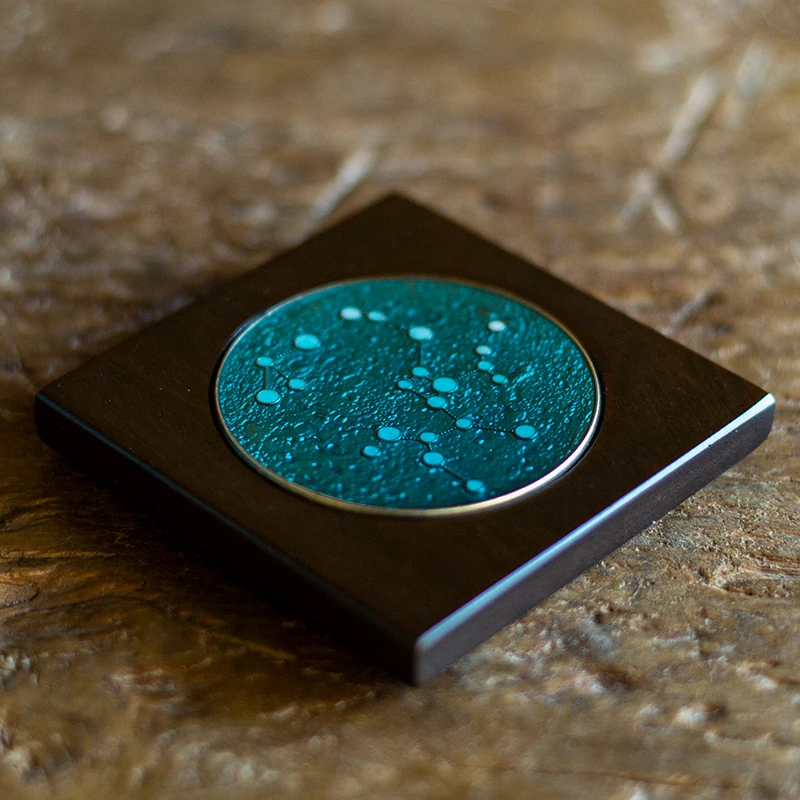 斋居杯垫胡桃木十二星座茶托创意茶道配件家用手工杯垫小田月月