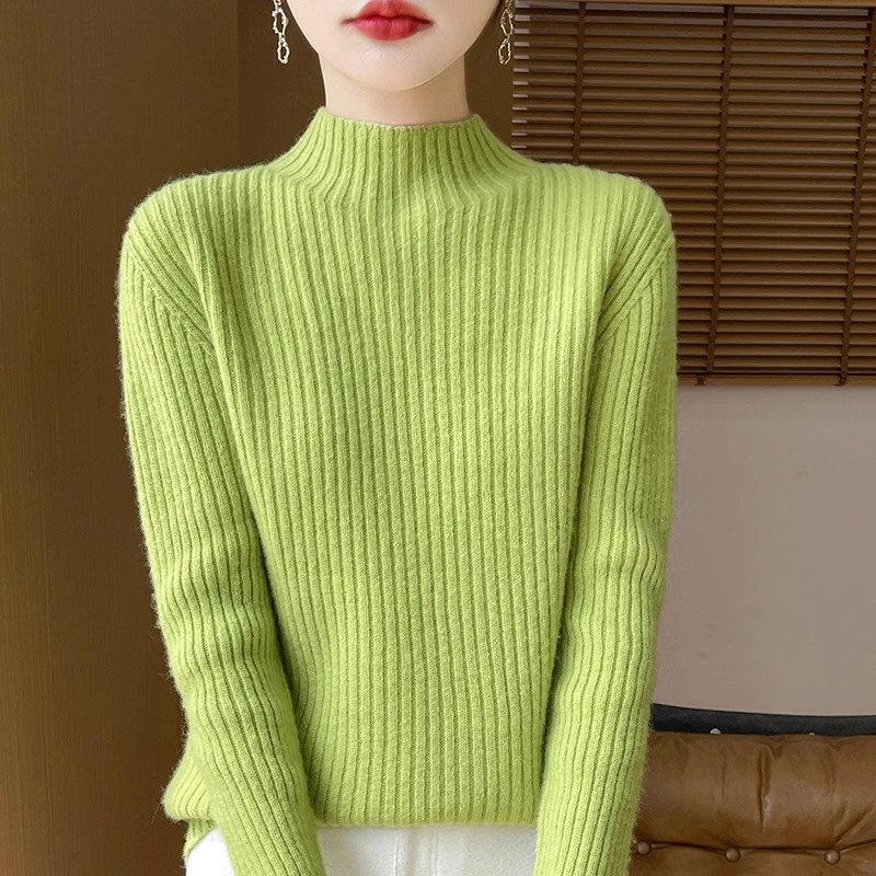 100%羊毛 7针加厚 抽条加厚 半高领 一线成衣 羊毛衫ZB