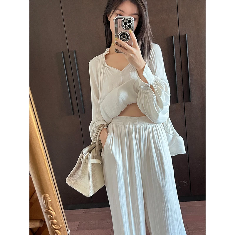 [温柔芙妮]月光温柔显高高级感春季阔腿裤宽松春秋设计感80315