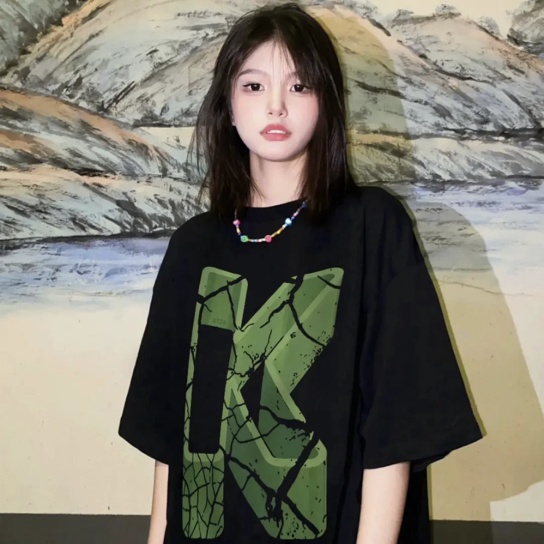 【2023新款】纯棉短袖T恤美式街头夏季韩版宽松百搭上衣潮情侣装