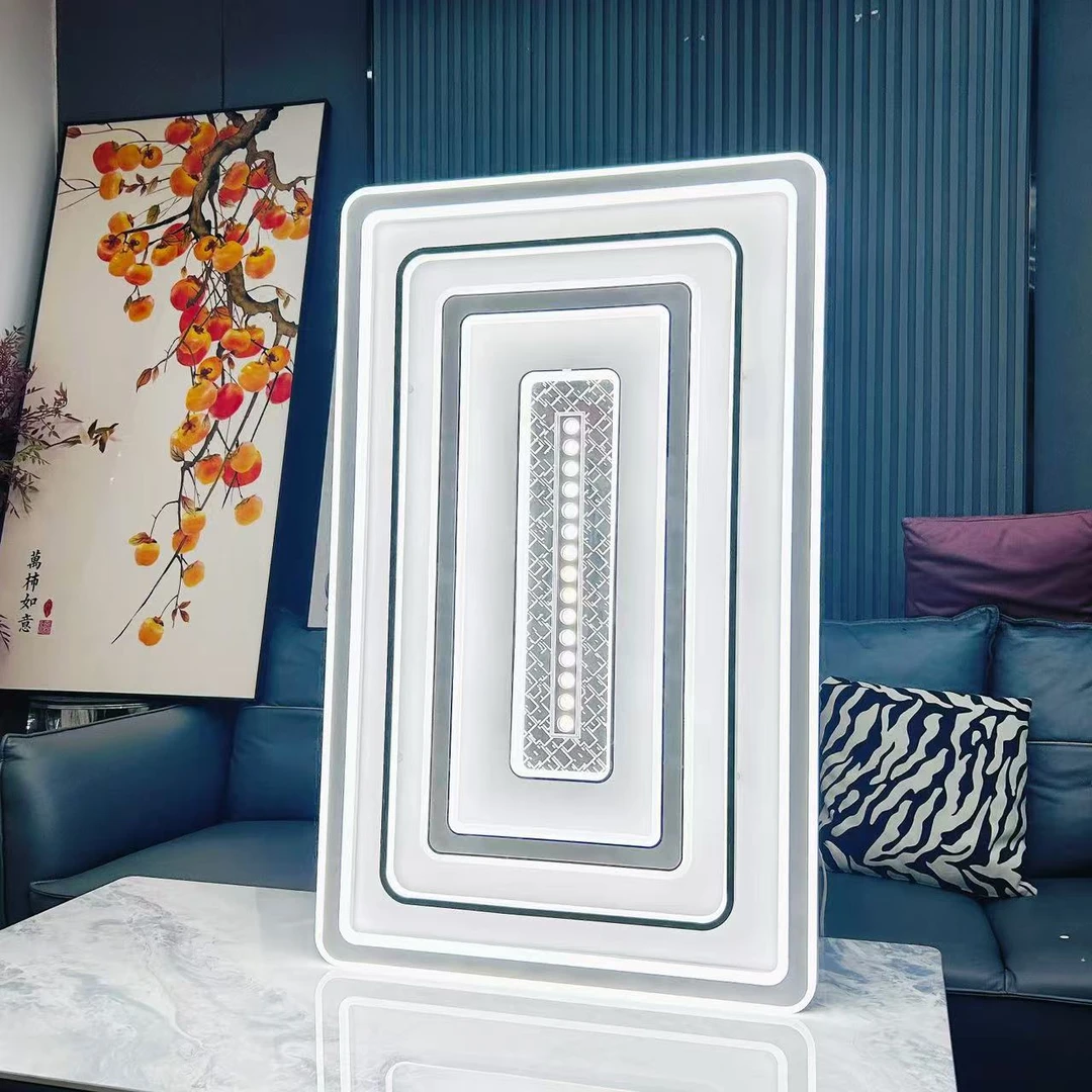 2927新款LED吸顶灯智能语音款长方形客厅灯高端大气上档次带射灯