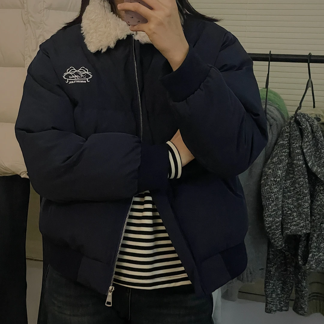 美鸭 12月14日10:30am直播上新 【蜜雪冰城】深色拼接毛领短款棉服