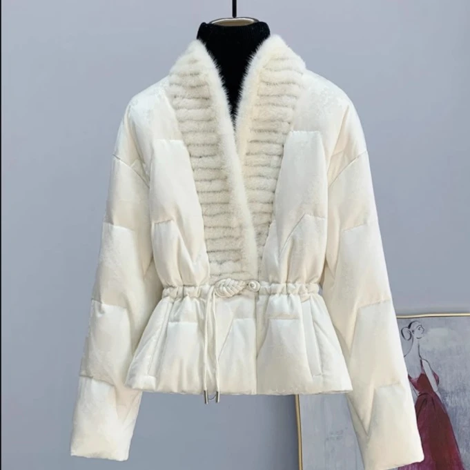 【蒂文特】水貂领白鹅绒鹅绒服秋冬保暖外套