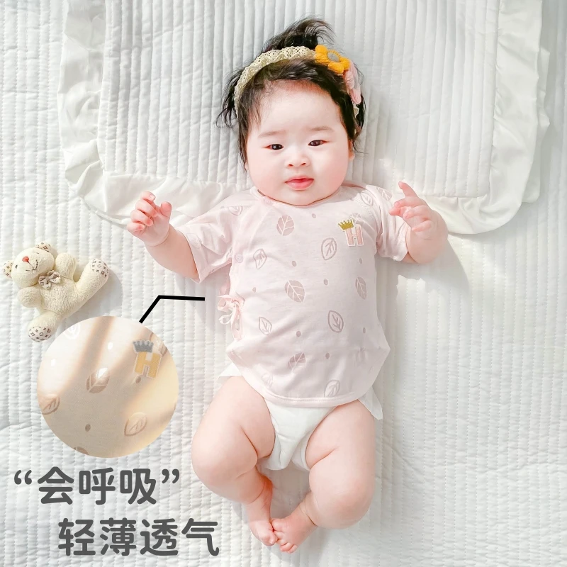 半背衣夏天新生婴儿衣服夏装a类0一3月2和尚服52短袖夏季薄款上衣