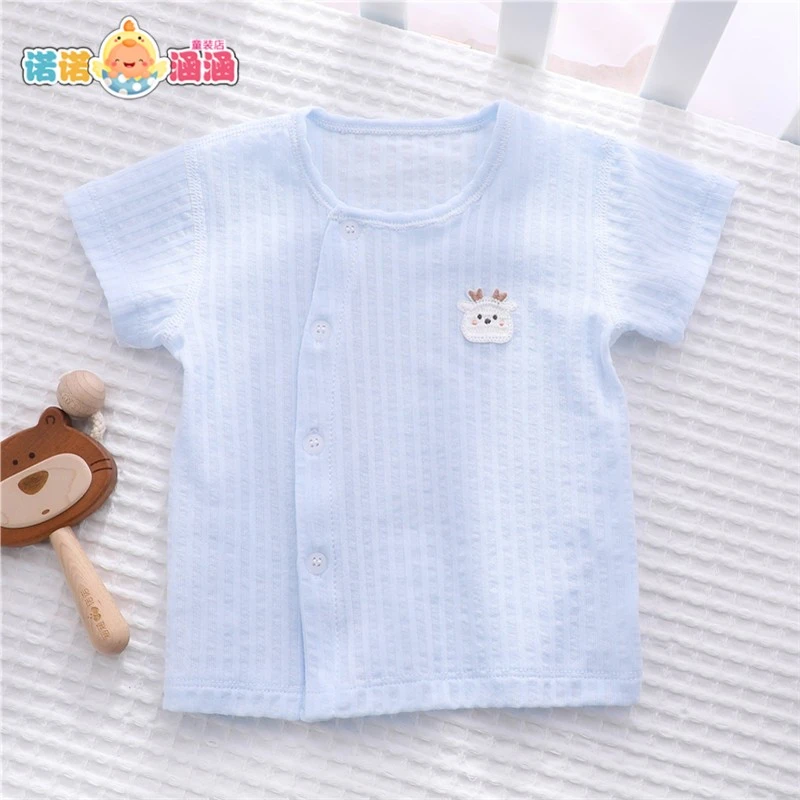 婴儿短袖上衣女宝宝纯棉夏季薄款衣服男小童0-3岁半袖开衫夏装T恤