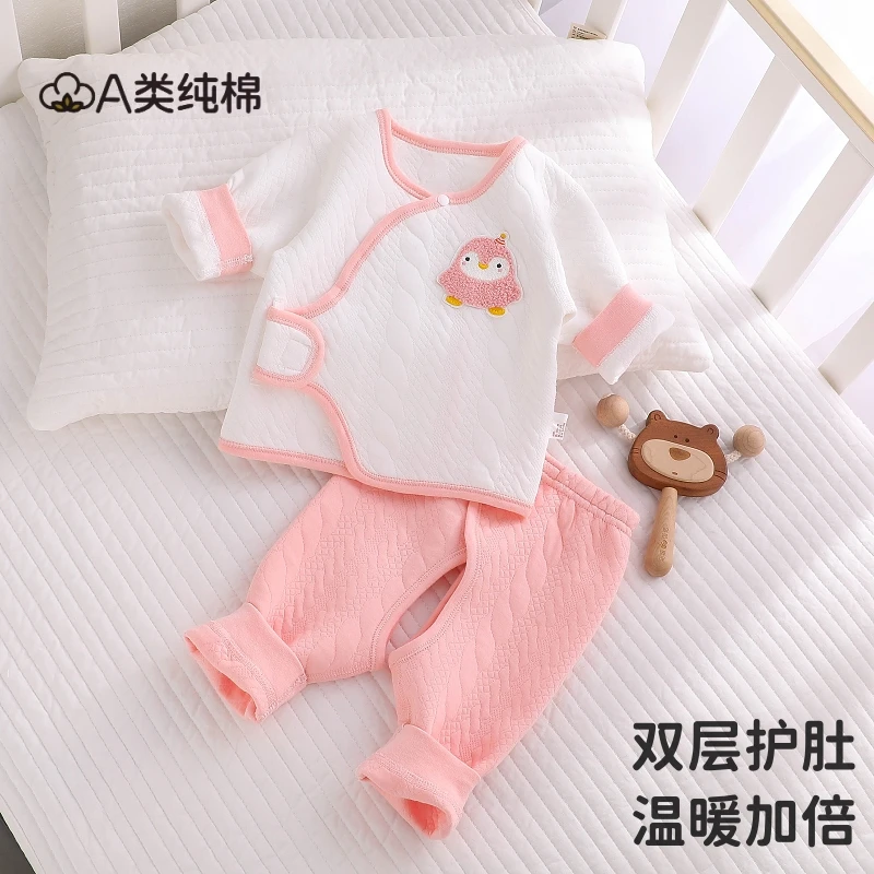 新生婴儿衣服秋冬保暖分体初生宝宝内衣套装冬季a类0一3月冬装6女