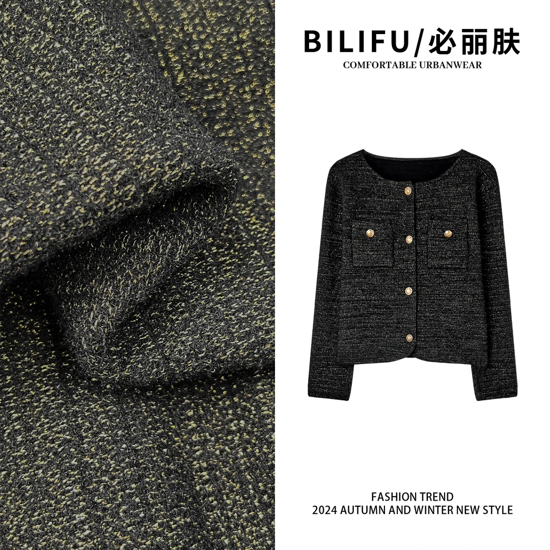 BILIFU/必丽肤934小香风短款针织外套秋季上新单排扣时尚百搭上衣