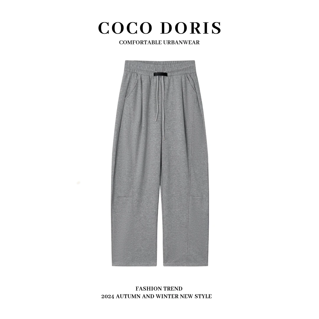 COCO DORIS L1018T秋冬抽绳松紧腰黑金弯刀裤时尚百搭休闲裤