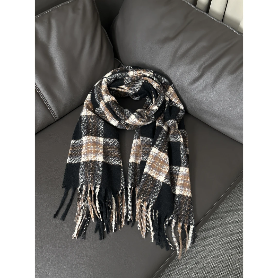 格子围巾舒适 韩系复古围脖超百搭~8880