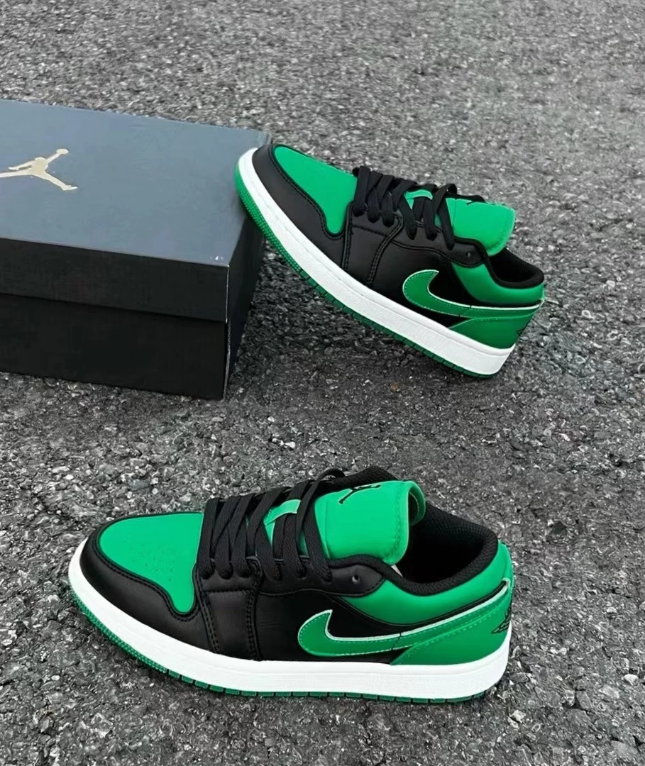 AIR JORDAN 1 LOWAJ1低帮大童女鞋复古黑绿板鞋耐磨防滑官方正品