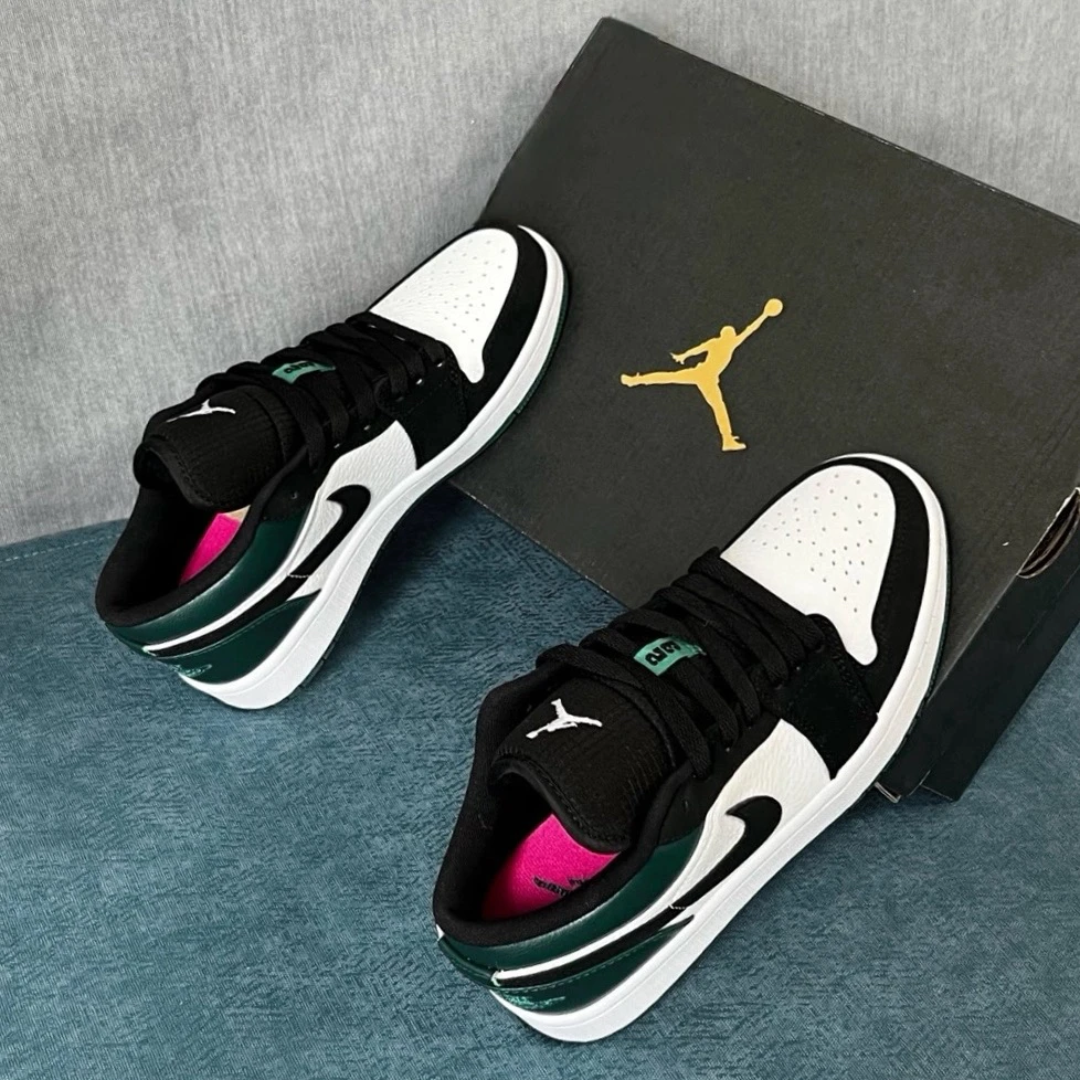 耐克AIR JORDAN 1 LOW新款黑绿脚趾aj1女鞋低帮运动球鞋官方正品