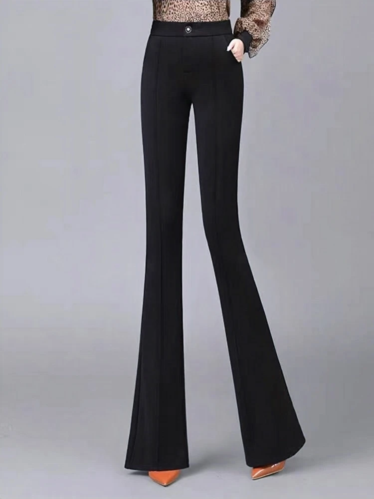 黑色西装微喇裤子女春秋2025新款高腰显瘦时尚垂感百搭修身休闲裤