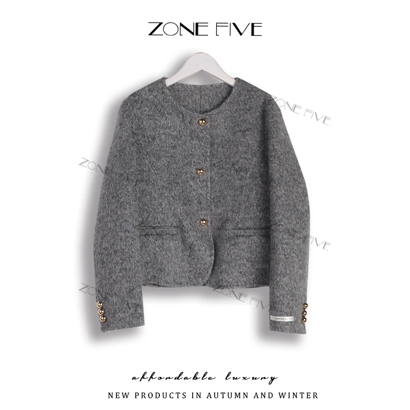【zonefive】2025春季新款小个子双面羊毛短款小香风显瘦888218z