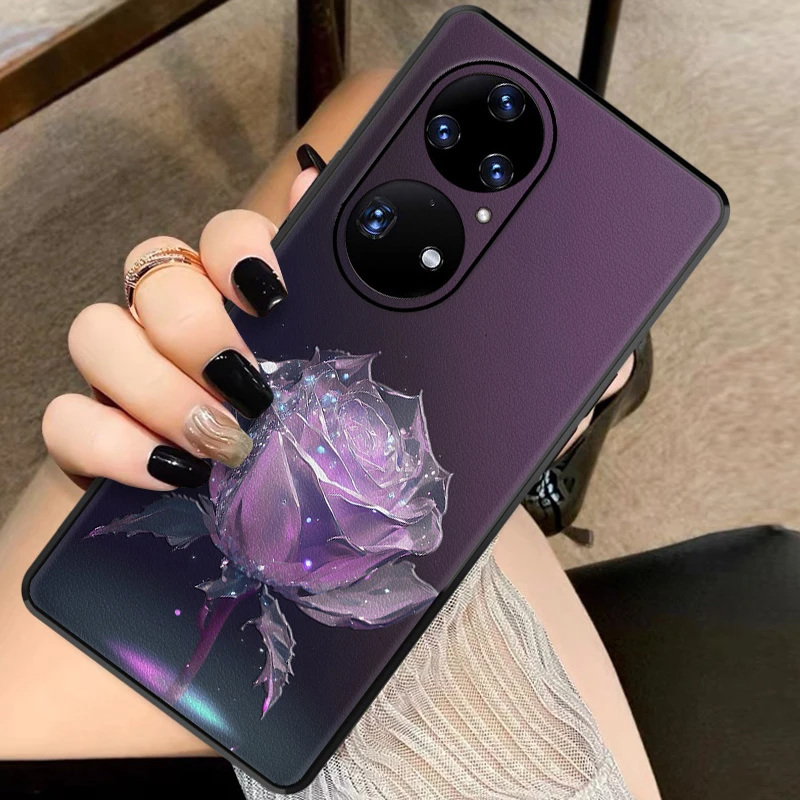 暗紫玫瑰适用华为p50pro手机壳p40pro新款超火2023网红ins风女p50