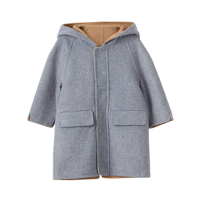 美家MC系列男童简约连帽中长款双面呢大衣冬 A3245 A3246