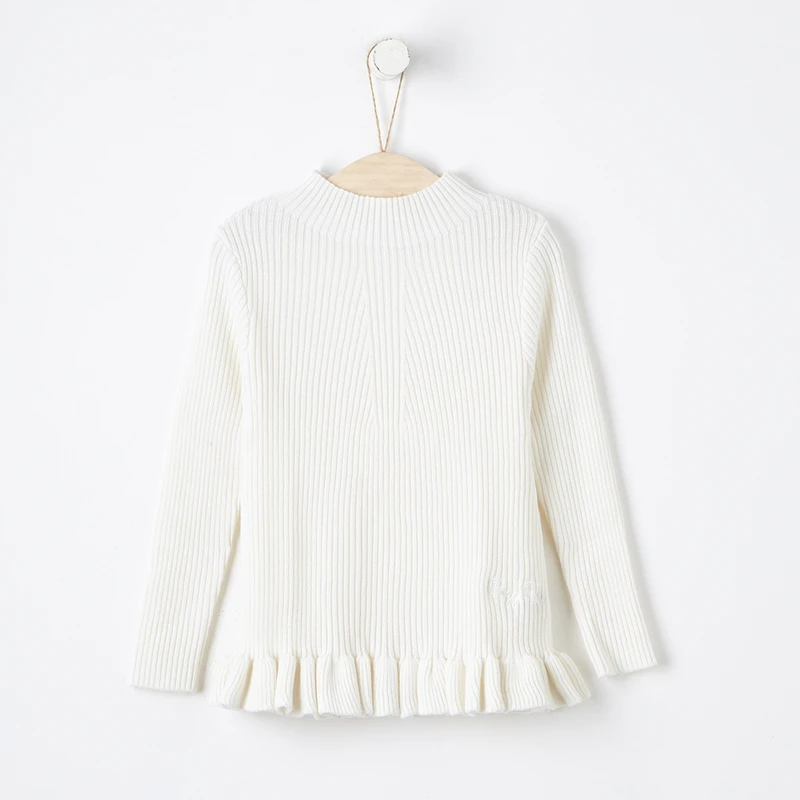 2美家MC系列女童半高领下摆荷叶边设计长袖毛衫冬C4-5-496