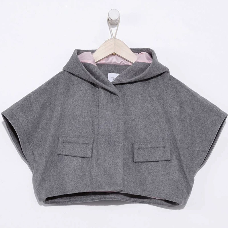 2美家MC系列女童斗篷式连帽短款双面呢大衣冬C4-5-517