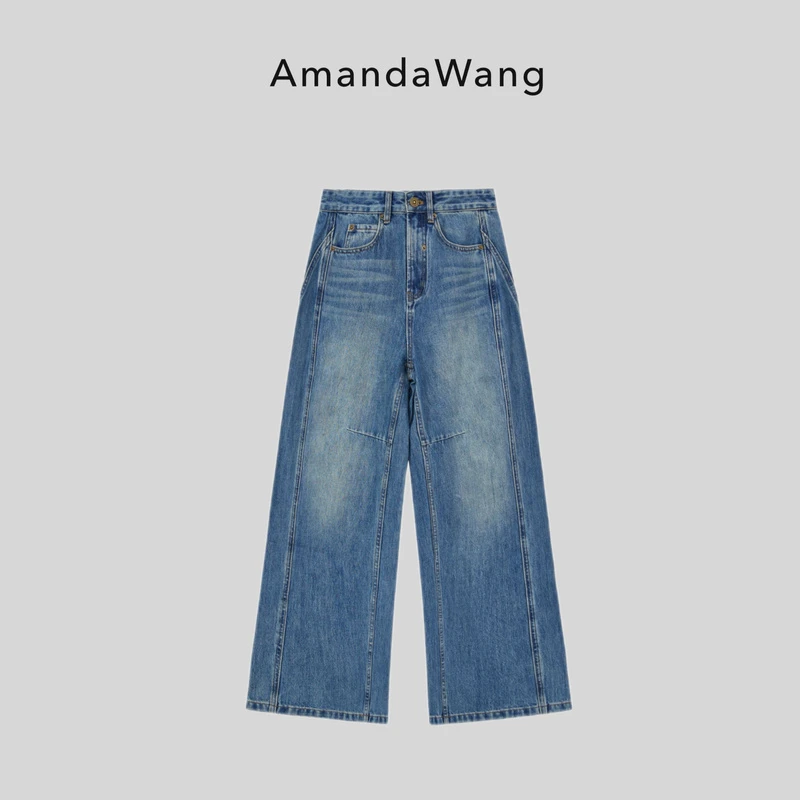 AmandaWang【东方维丽】B013-31693SL 纺纱纯棉时尚牛仔水洗女裤