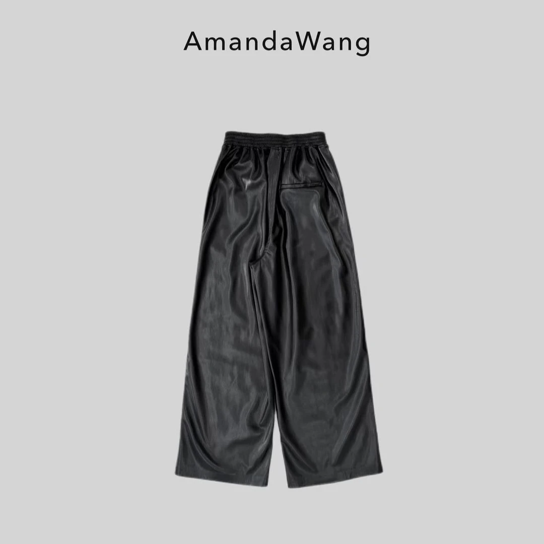 AmandaWang【蛋白皮裤】A001-36059轻奢蛋白皮裤