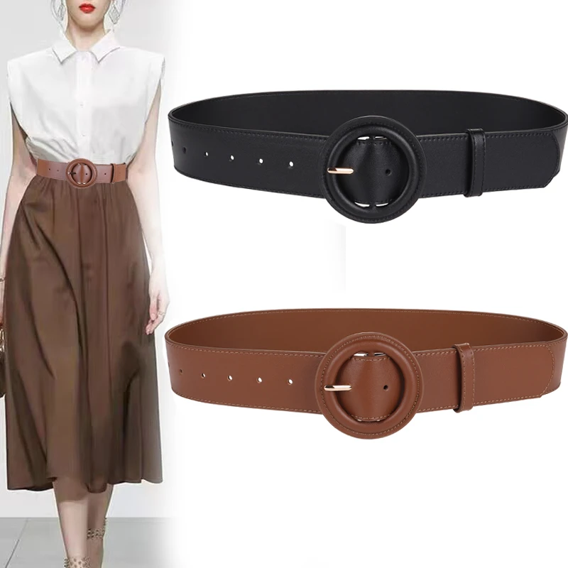 腰封女优雅束腰配大衣毛衣装饰连衣裙子宽皮带女真皮牛皮腰带女款