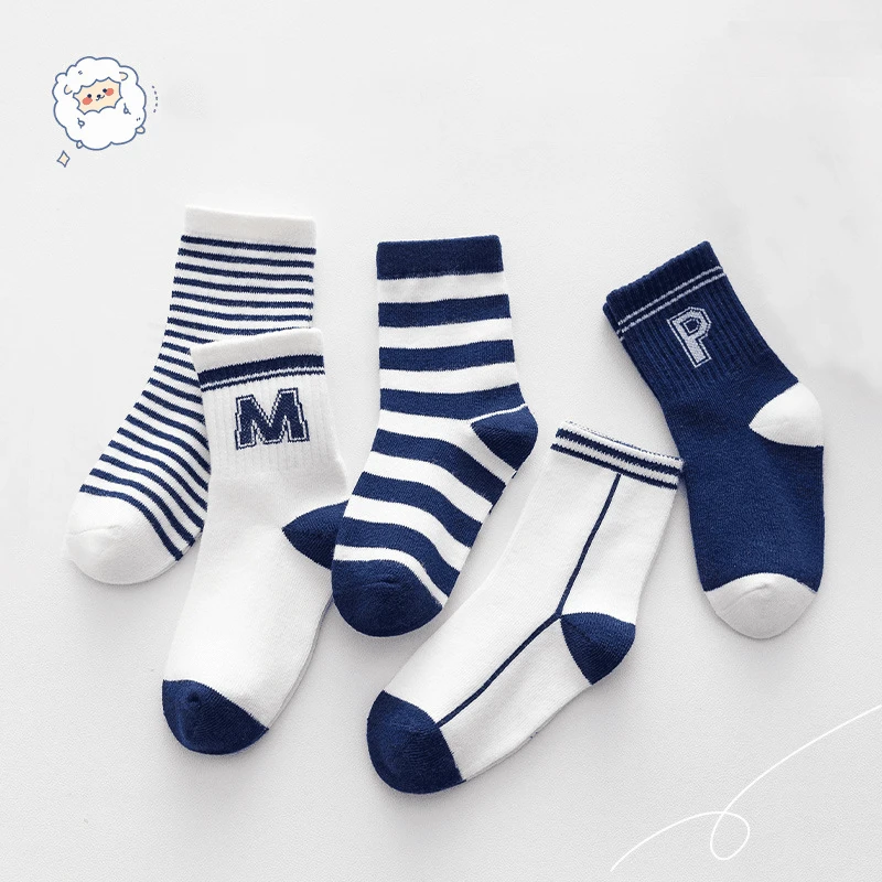 儿童袜子春秋薄款男童平板学生透气防臭小男孩秋天运动中筒白色袜