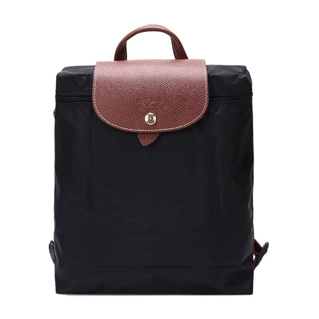 99新  胖虎熙少99新 LONGCHAMP/珑骧帆布黑色女士双肩包