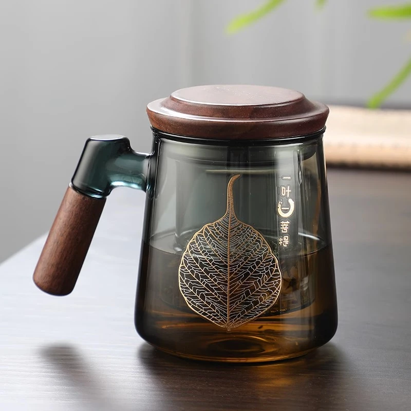 玻璃杯茶杯耐高温茶水分离观山泡茶杯办公室家用水杯男士杯子绿茶