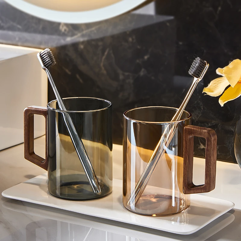 玻璃漱口杯一家两口高颜值家用洗漱刷牙杯情侣对杯牙具牙缸杯套装