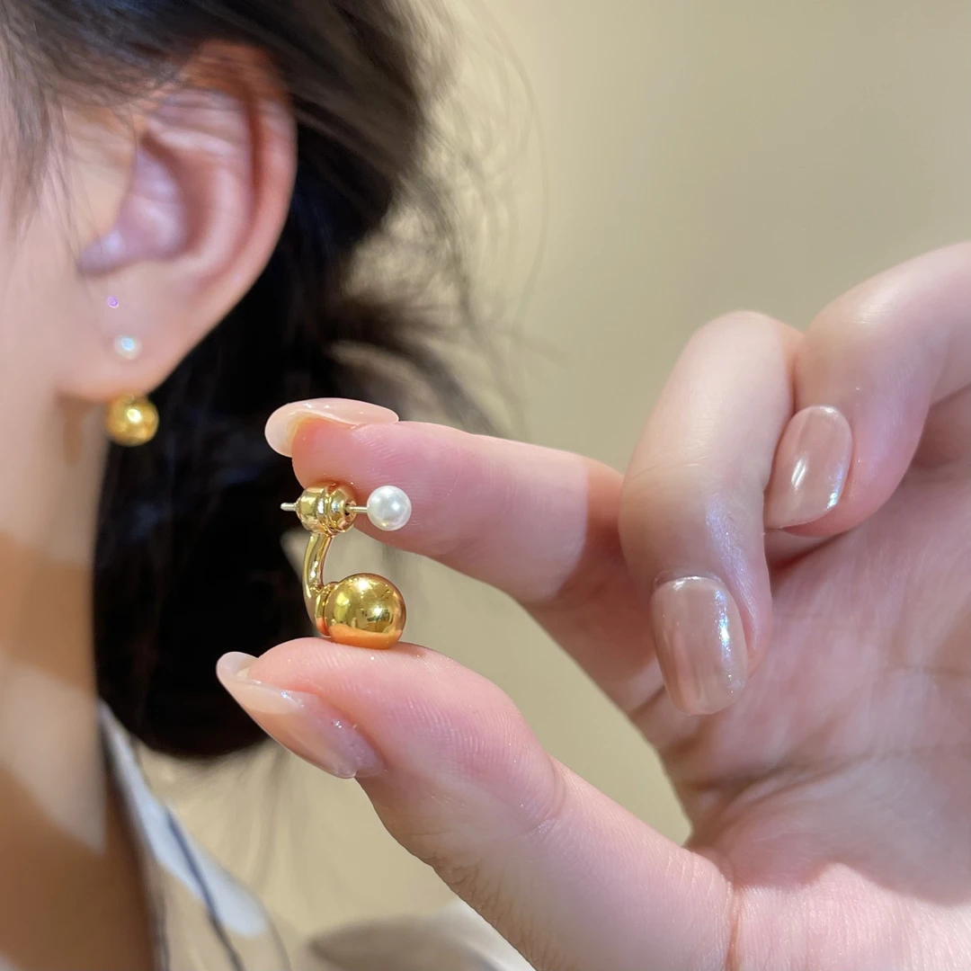 R1531韩系简约金色珠珠轻奢时尚耳针