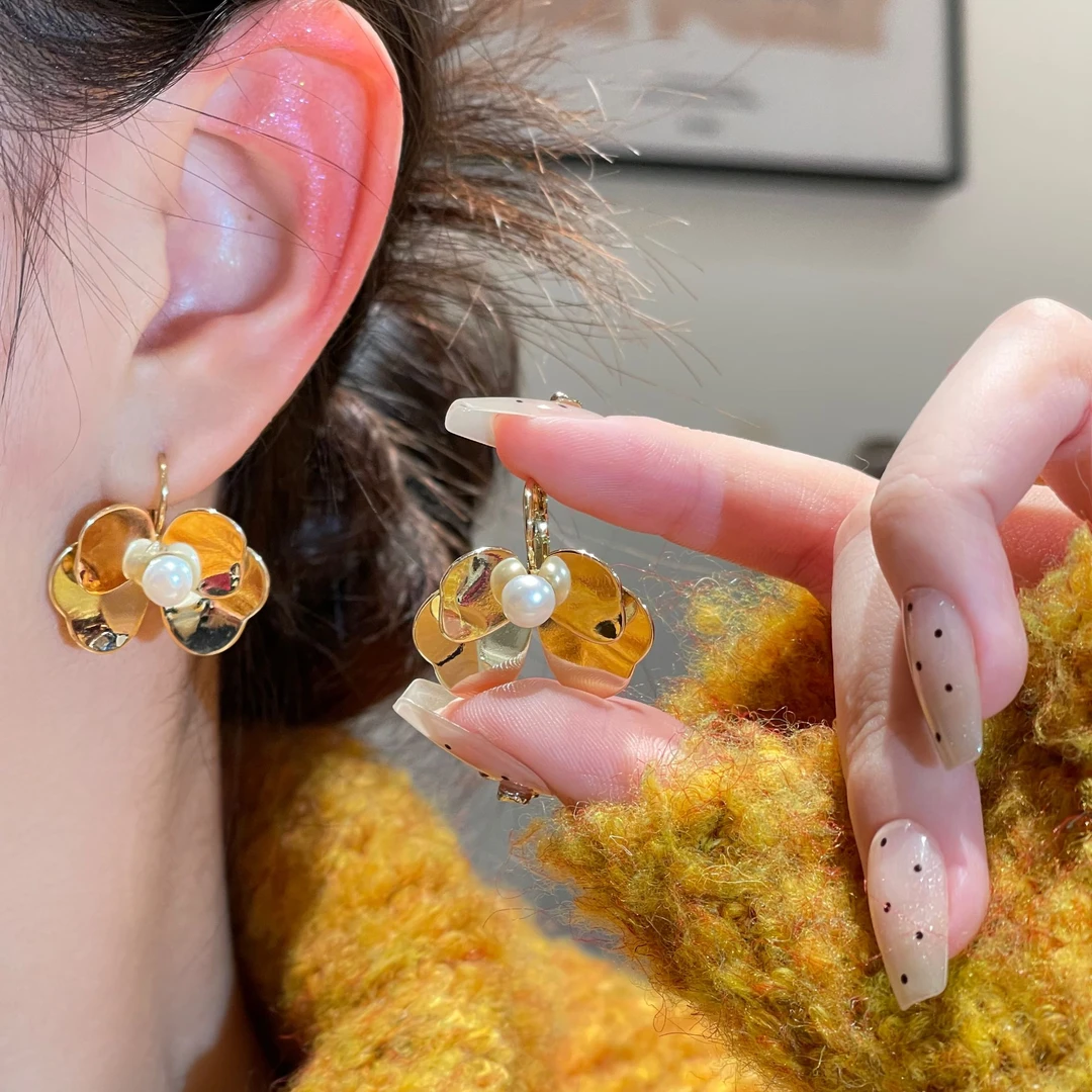 法式气质蝴蝶结珠珠耳环小众轻奢时尚百搭耳饰R2152