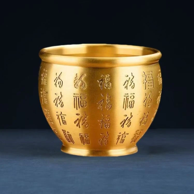 百福铜缸黄铜米缸摆件家居装饰品存钱罐聚宝盆