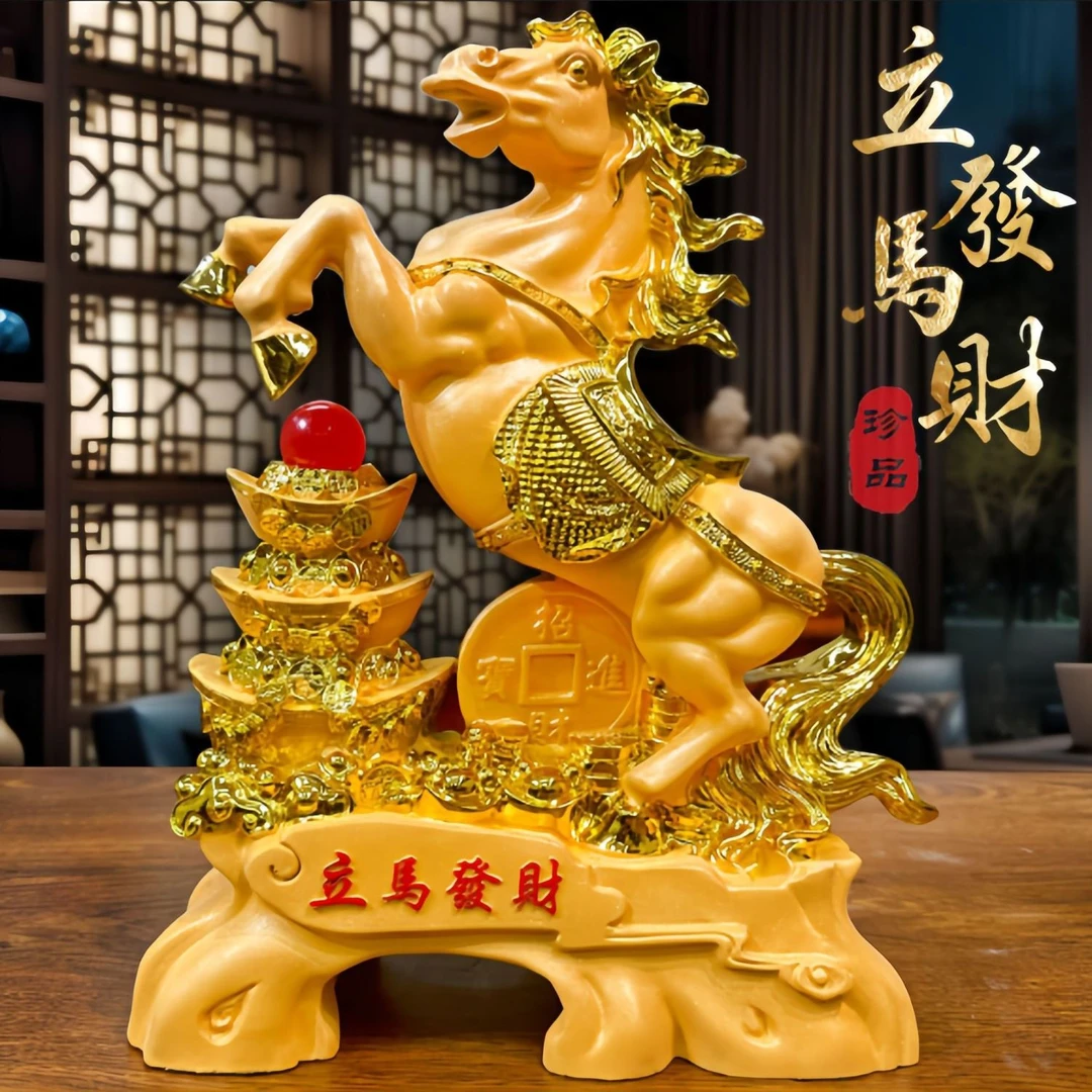 立马发财摆件送朋友开业乔迁新居礼品酒柜办公桌装饰