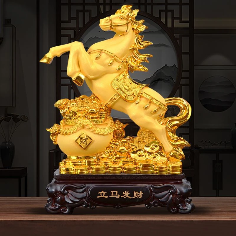 立马发财摆件送朋友开业乔迁新居礼品酒柜办公桌装饰
