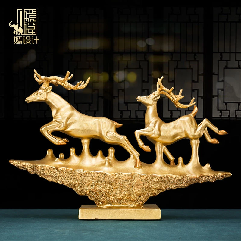 嫣设计梅花鹿鹿摆件家居装饰品酒柜高档艺术工艺礼品