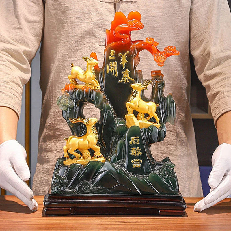 三羊开泰摆件生肖羊办公桌装饰品送上级朋友同事开业晋升礼物