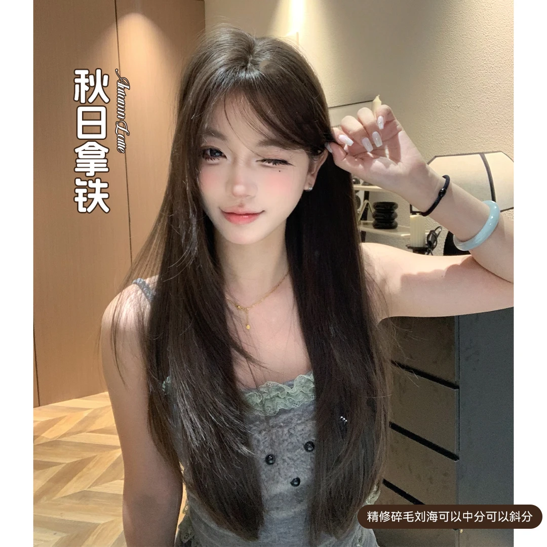 【秋日拿铁】束朵假发女长直发网红日常Lolita假发全头套自然新款
