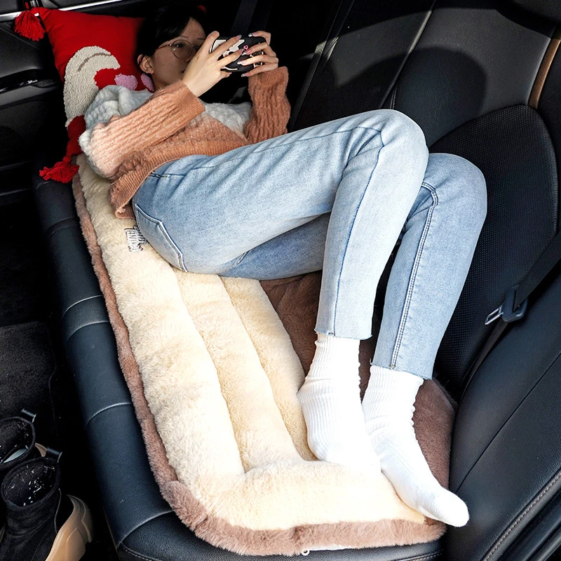 秋冬款开车汽车后排车载毛绒坐垫增高记忆棉屁垫睡垫座垫卡通加厚