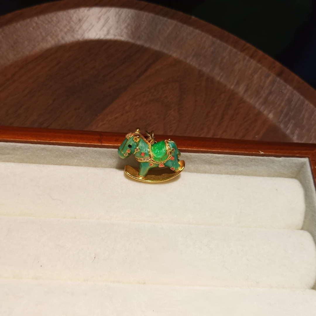 吊坠925银 烧蓝 绿色小马 1267