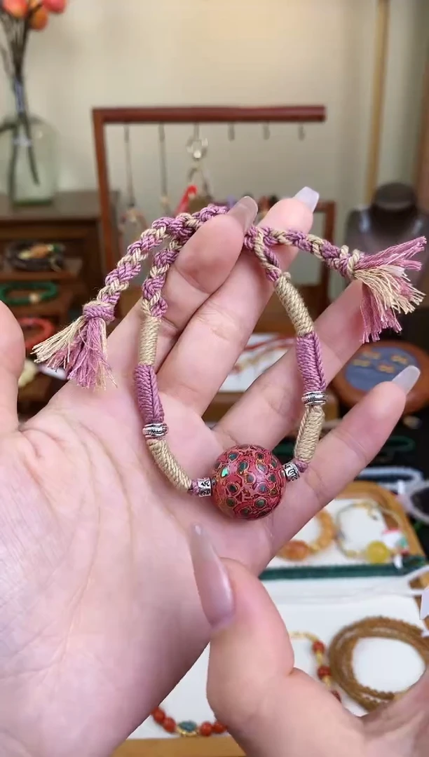 【闪购商品】大漆工艺品手串/手链粉紫大漆珠手绳
