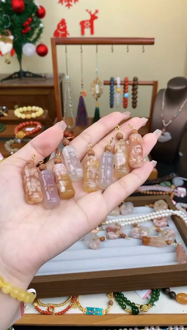 【闪购商品】玛瑙/玉髓吊坠(不含链)银S925镶嵌樱花竹节多样性发一