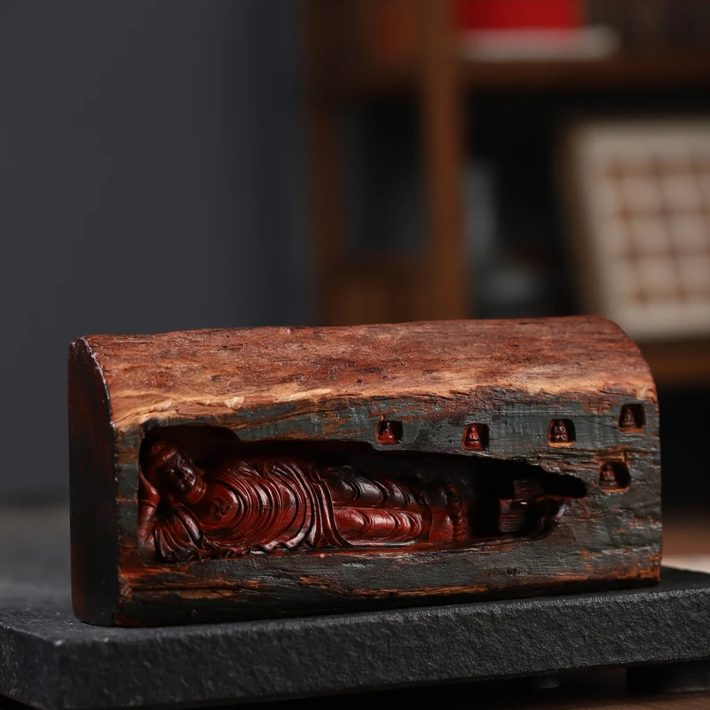 印度小叶紫檀卧佛摆件纯手工雕刻高端精品实心红木文玩家居收藏品