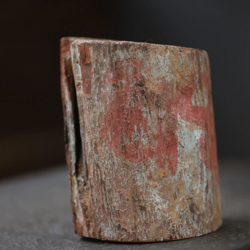 印度小叶紫檀拆房老料笔筒天然风化原漆皮沙实心红木精品手工作品